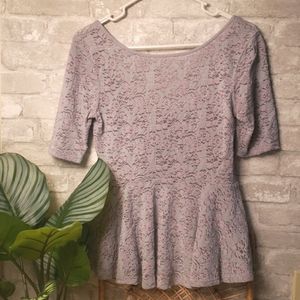 Free People Blue Lace Peplum Top